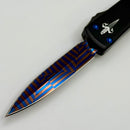 Pre Owned Marfione Custom Knives UTX-70 Blued Mosaic Damascus Spike Grind w/ Hefted Handle & Blue Hardware