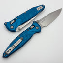 Microtech Socom Ram-Lok w/ Blue Aluminum Frag Handles & S/E Stonewash M390MK 160RL-10FRBL