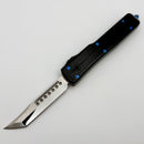 Pre Owned Marfione Custom Knives UTX-70 Mirror Hellhound w/ Hefted Deep Engraved Handle & Blue Hardware