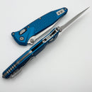 Microtech Socom Ram-Lok w/ Blue Aluminum Frag Handles & S/E Stonewash M390MK 160RL-10FRBL