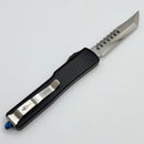 Pre Owned Marfione Custom Knives UTX-70 Mirror Hellhound w/ Hefted Deep Engraved Handle & Blue Hardware