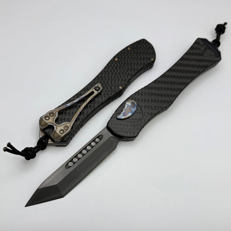 Heretic Hydra V4 w/ Carbon Fiber Handle & DLC Tanto w/ Flamed Accents H406-6A-CF/FTI