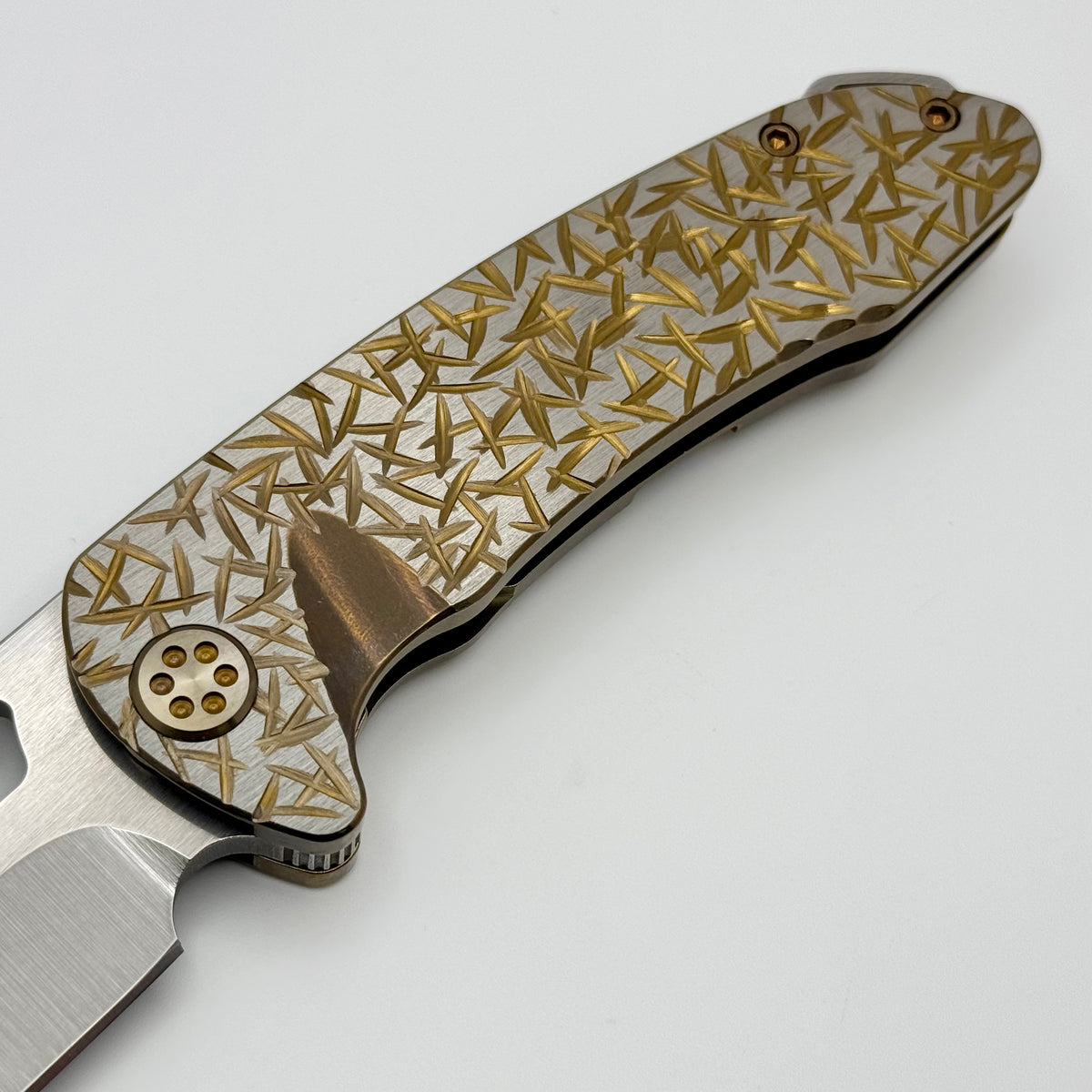 Medford Knife On Belay Bronze Jasmine Fields Handles w/ S45VN Tumbled