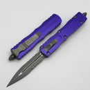 Microtech Dirac D/E Apocalyptic Part Serrated w/ Purple Handles 225-11APPU
