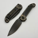 Microtech Knives LUDT Gen III DLC S/E w/ Natural Clear Handles and Carbon Fiber Inlays Signature Series 1135-1DLCTNCCFIS