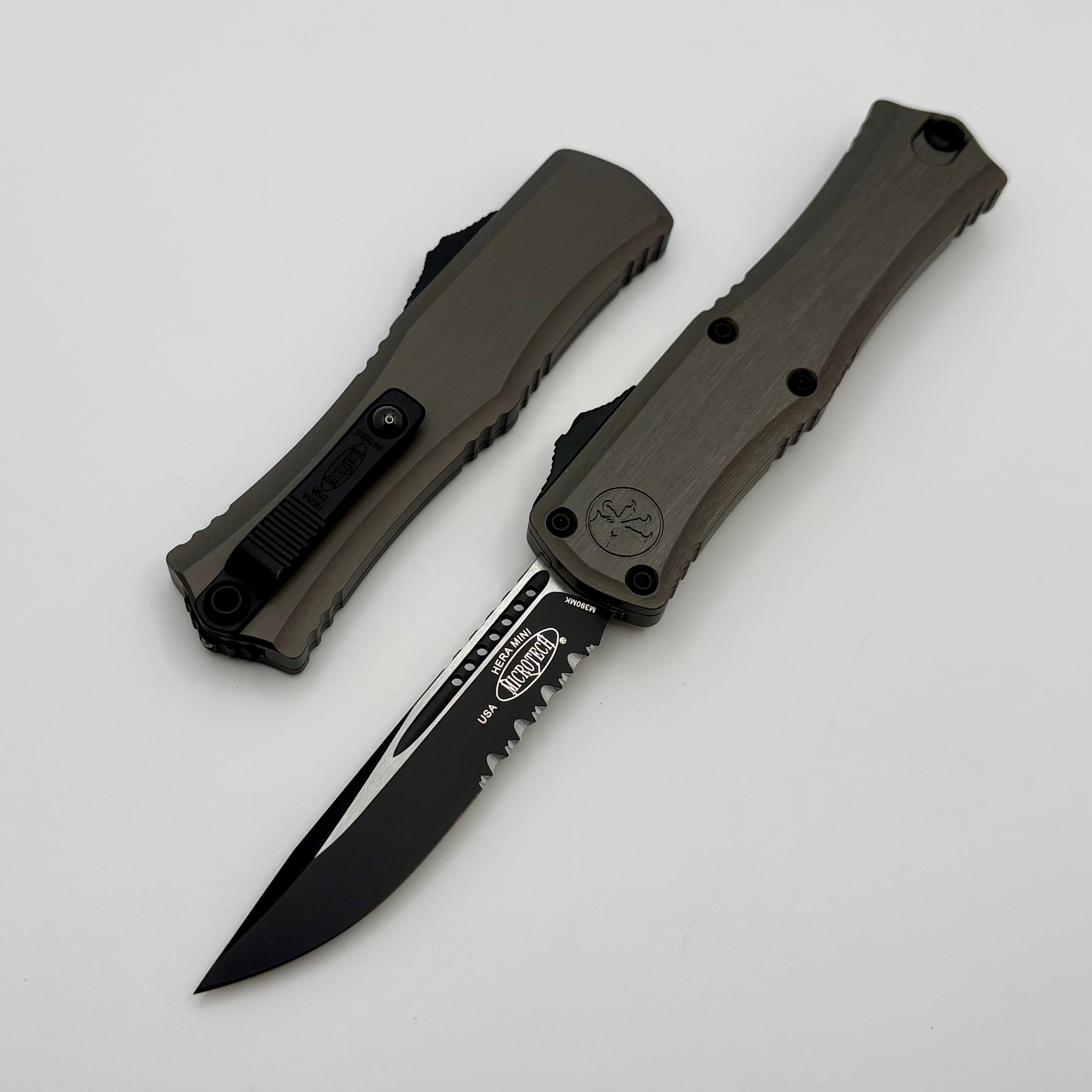 Microtech Knives Mini Hera Black Tactical Part Serrated S/E M390MK w/