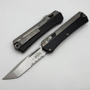 Microtech Glykon Stonewash Standard Tanto Partial Serrated w/ Bead Blast Overlay 185-11