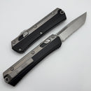 Microtech Glykon Stonewash Standard Tanto Partial Serrated w/ Bead Blast Overlay 185-11