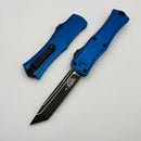 Microtech Knives Mini Hera Black Tactical T/E M390MK w/ Blue Handle 1704M-1BL