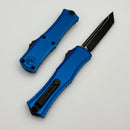 Microtech Knives Mini Hera Black Tactical T/E M390MK w/ Blue Handle 1704M-1BL