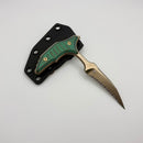 Microtech & Bastinelli Bee Full Serrated Marfione Select Bronze Stonewash w/ Antigue Green Handles & Bronze Hardware 218-15MS1