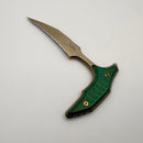 Microtech & Bastinelli Bee Full Serrated Marfione Select Bronze Stonewash w/ Antigue Green Handles & Bronze Hardware 218-15MS1
