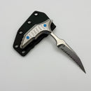 Microtech & Bastinelli Bee Marfione Select Stonewash Full Serrated w/ Stonewash Handles & Blue Hardware 218-12MS3