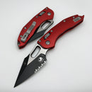 Microtech Knives Manual Stitch RAM LOK Fluted Red Aluminum & Two Tone Black Partial Serrated M390MK 169RL-2FLRD