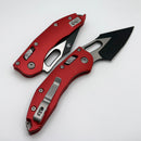 Microtech Knives Manual Stitch RAM LOK Fluted Red Aluminum & Two Tone Black Partial Serrated M390MK 169RL-2FLRD