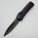 Pre Owned Microtech Glykon DLC Bayonet Part Serrated w/ Flamed Titanium Accents Signature Series 184-2DLCFA