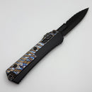 Pre Owned Microtech Glykon DLC Bayonet Part Serrated w/ Flamed Titanium Accents Signature Series 184-2DLCFA