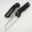 Microtech Knives MSI RAM LOK Black Fluted G-10 & Full Serrated Stonewash M390MK 210-12FLGTBK