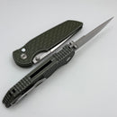 Pro-Tech TR-3 Integrity Manual Battleworn Green Aluminum Reptile Handles w/ Pearl Button & Satin MagnaCut INT1105-LTD BW REPTILE Green