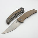 Shirogorov Quantium Ursus w/ Beige G10/Titanium Handle & 3.74" Stonewash Cromax PM