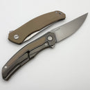 Shirogorov Quantium Ursus w/ Beige G10/Titanium Handle & 3.74" Stonewash Cromax PM