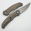 Shirogorov Quantum Ursus w/ Beige G10 Inlaid Titanium Handle & 3.74" Stonewash Cromax PM