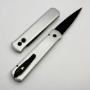 Pro-Tech Godfather Silver Handle w/ Black Hardware & Black 154-CM Blade 921-Silver