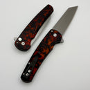 Pro-Tech Malibu Del Fuego Handle & Stonewash MagnaCut Reverse Tanto w/ Black Lip Pearl Button 5401-DF