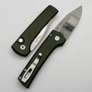 Pro-Tech Ramon Chavez Scapegoat Compact Custom Auto Solid Green Aluminum Handle w/ Satin Hardware and Mike Irie Compound Ground Mirror Polish 154CM Blade