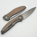 Shirogorov NeOn NL w/ Titanium Natural Canvas Micarta Inlaid Handle & 3.34" Stonewash Elmax