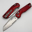 Microtech Knives MSI RAM LOK Red Fluted Aluminum & Partial Serrated Satin M390MK 210-5FLRD