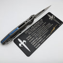 Marfione Custom Knives Socom Elite Ram-Lok w/ Titanium Textured Inlay Handles & Blue Accents w/ Cracked Ice Clip Point M390MK