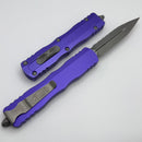 Microtech Dirac Delta D/E Apocalyptic Full Serrated w/ Purple Handle 227-12APPU
