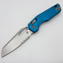 Microtech Knives MSI RAM LOK Blue Fluted Aluminum & Partial Serrated Stonewash M390MK 210-11FLBL