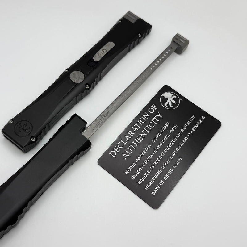 Microtech Marfione Select Nemesis IV Black Handle w/ Stonewash D/E M39