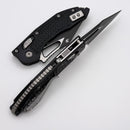 Microtech Knives Manual M-Stitch RAM LOK Black Tactical Frag Aluminum Handles & Black M390MK 169MRL-1FR