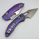 Microtech Marfione Select Manual Stitch RAM LOK Purple Haze Titanium Handles & Stonewash M390MK w/ Double Vapor Blast/Blue Accents 169RL-10MS5