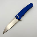 Pre-Owned Pro-Tech Malibu Blue Handle w/ White Pearl Inlaid Button & Satin Wharncliffe Blade 5300-LTD Blue