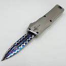 Marfione Custom Combat Troodon LT Gen III w/ Stainless Satin Handle & Blued Dragonskin San Mai Damascus Compound Ground D/E