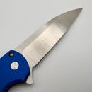 Pre-Owned Pro-Tech Malibu Blue Handle w/ White Pearl Inlaid Button & Satin Wharncliffe Blade 5300-LTD Blue