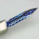Marfione Custom Combat Troodon LT Gen III w/ Stainless Satin Handle & Blued Dragonskin San Mai Damascus Compound Ground D/E