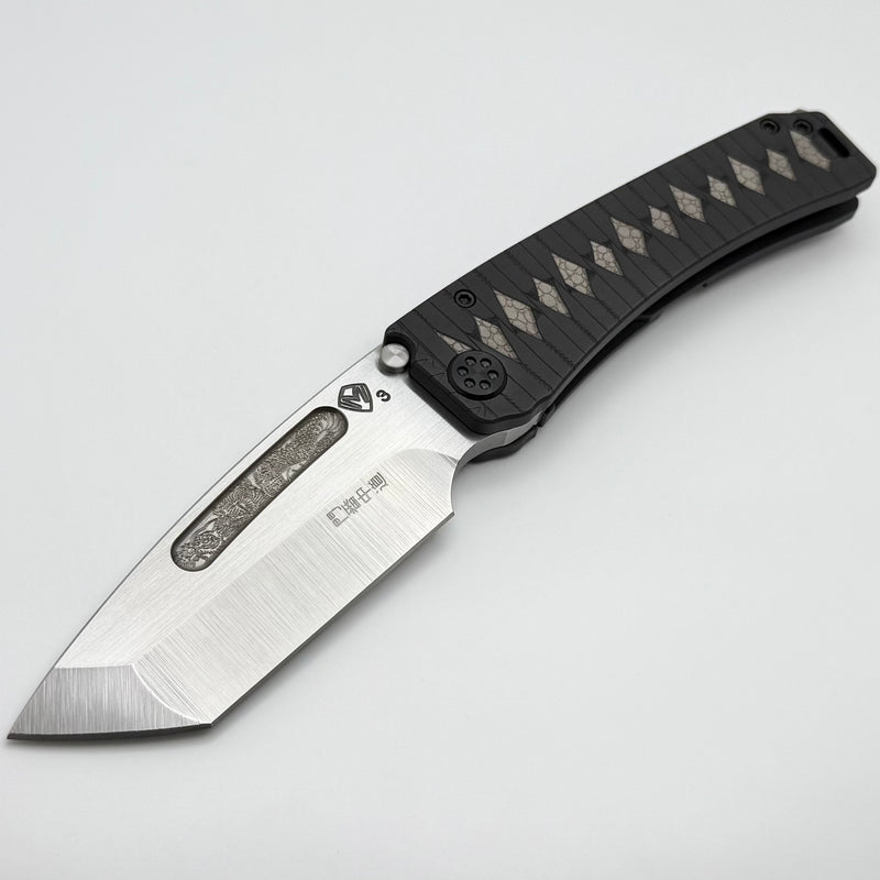 Medford Marauder Full Size Black Tsunami-Maki Wrap Titanium Handles w/ 0.26" Tumbled 3V Tanto