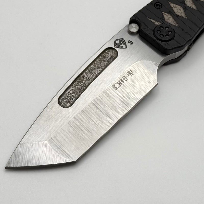 Medford Marauder Full Size Black Tsunami-Maki Wrap Titanium Handles w/ 0.26" Tumbled 3V Tanto