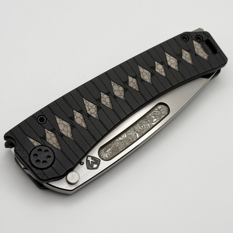 Medford Marauder Full Size Black Tsunami-Maki Wrap Titanium Handles w/ 0.26" Tumbled 3V Tanto