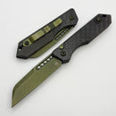 Heretic Knives Auto Jinn w/ Carbon Fiber Handles & Metallic Green MagnaCut H113-MG-CF