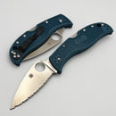 Discontinued Spyderco Leafjumper Blue FRN Handles w/ Serrated K390 C262SBLK390