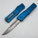 Microtech Knives Combat Troodon Gen III Stonewash Partial Serrated Interceptor w/ Blue Handle Signature Series 1217-11BLS