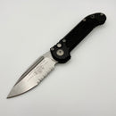 Microtech Knives LUDT Gen III Stonewash Partial Serrated Drop Point w/ Black Handle 1135-11 (Consignment)