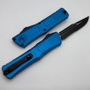 Microtech Knives Combat Troodon Gen III Black Partial Serrated Interceptor w/ Blue Handle Signature Series 1217-2BLS
