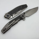 Custom Knife Factory Snafu 4.0 Large Titanium Integral Handle w/ Carbon Fiber Inlays & M398